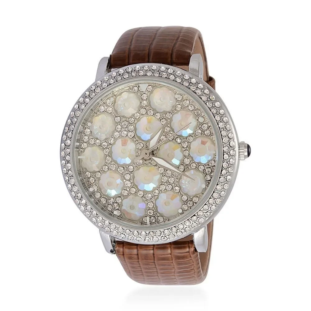 STRADA Watch Austrian Crystal Brown